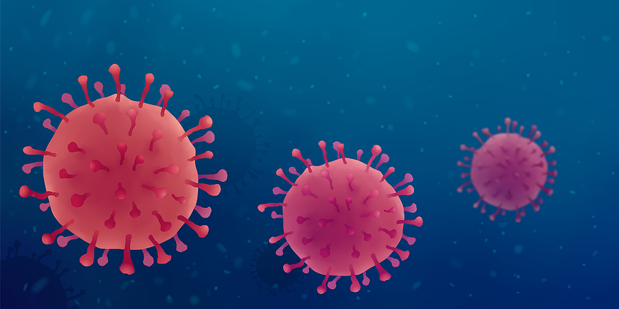 Humans in a Race Against an Erratic Virus Coronavirus-Red Cells On Dark Concept